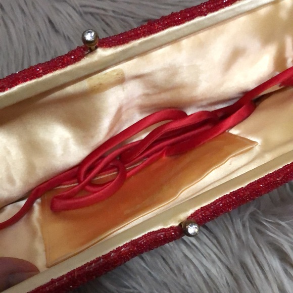 Vintage Beaded Clutch/Crossbody Bag-Red-10x4.5-Gorgeous-Holiday Must Have - Picture 4 of 17
